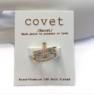 Covet Stacking Rjng Set Pave Rhinestone Bands Gold and Silver Size 7